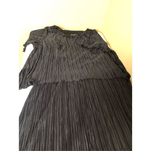 Vintage Connected Woman Black Ruffled Pleated Dress SZ 22W - Picture 12 of 13